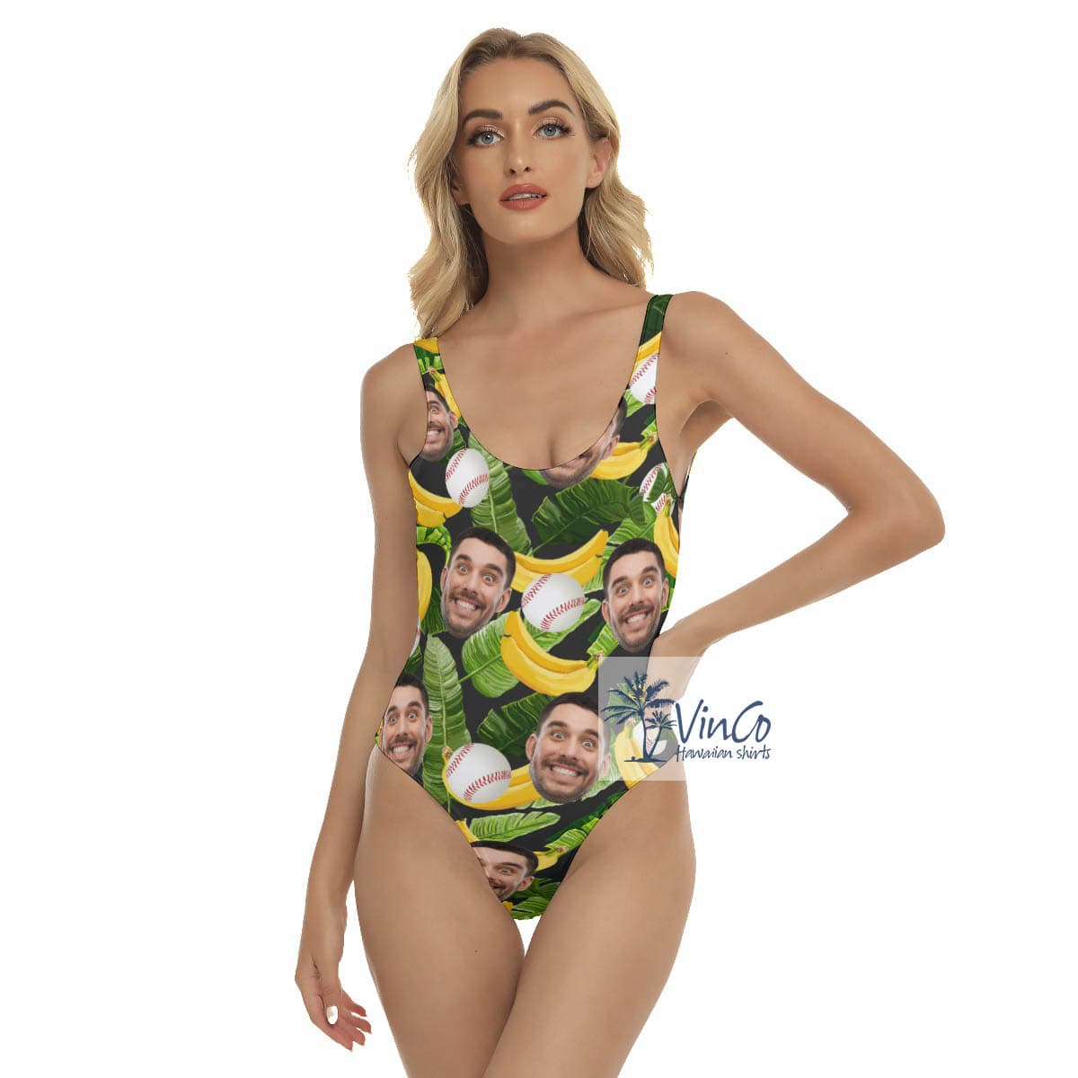 Custom Face Hawaiian Swimsuit For Baseball Fans