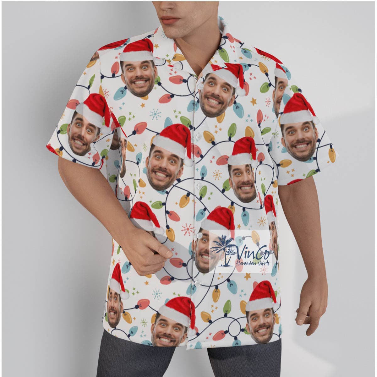 Custom Face Personalized Holly Christmas Hawaiian Shirt Christmas Holiday Gifts (2)