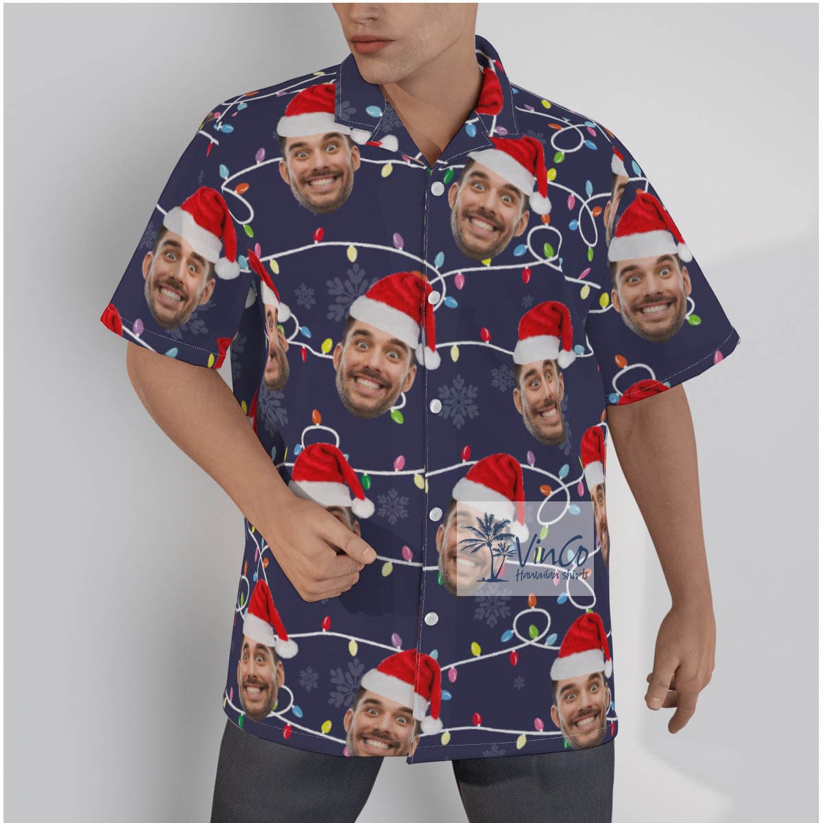 Custom Face Shirt Personalized Photo Men’s Hawaiian Shirt Christmas Gift (2)