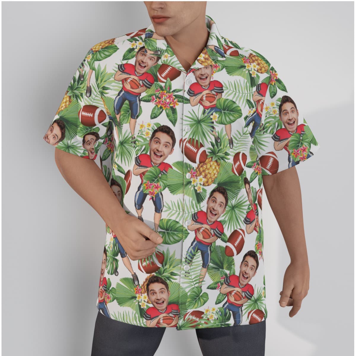 Custom Football Player Face Hawaiian Shirts For Men