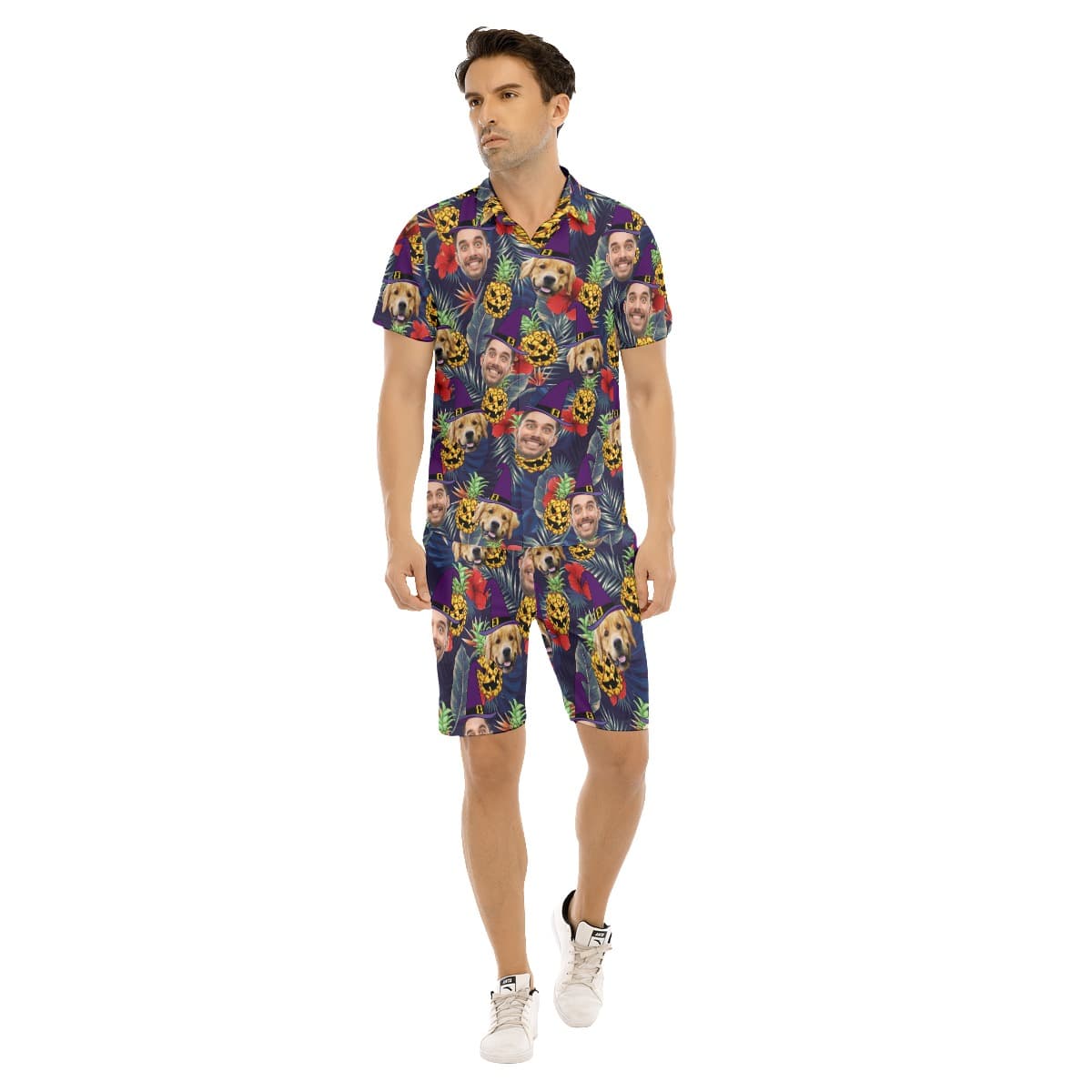 Custom Halloween Witches Hawaiian Shirt Set For Men (1)