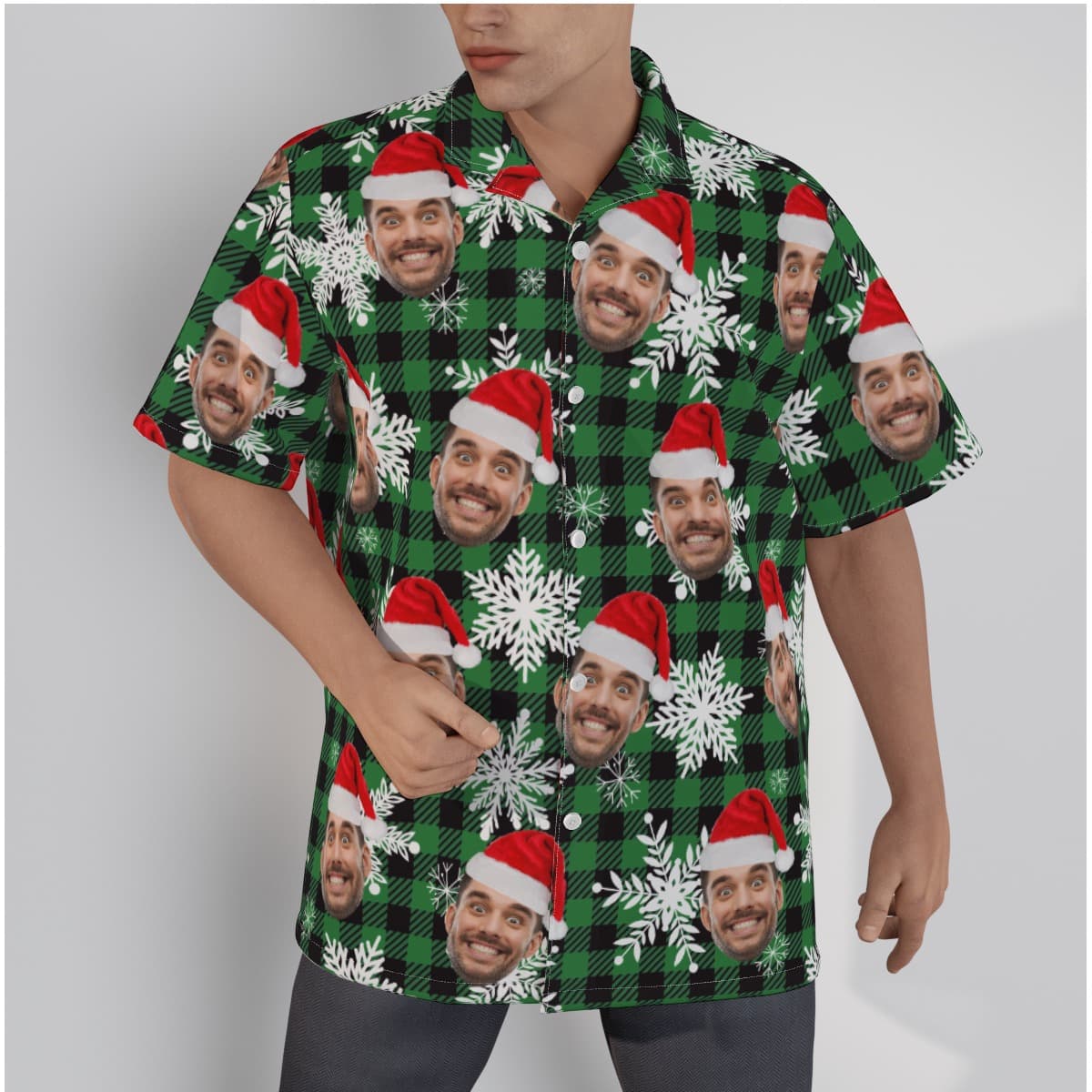 Custom Hawaiian Christmas Shirt With Multiple Faces Buffalo Plaid Christmas Shirt (1)