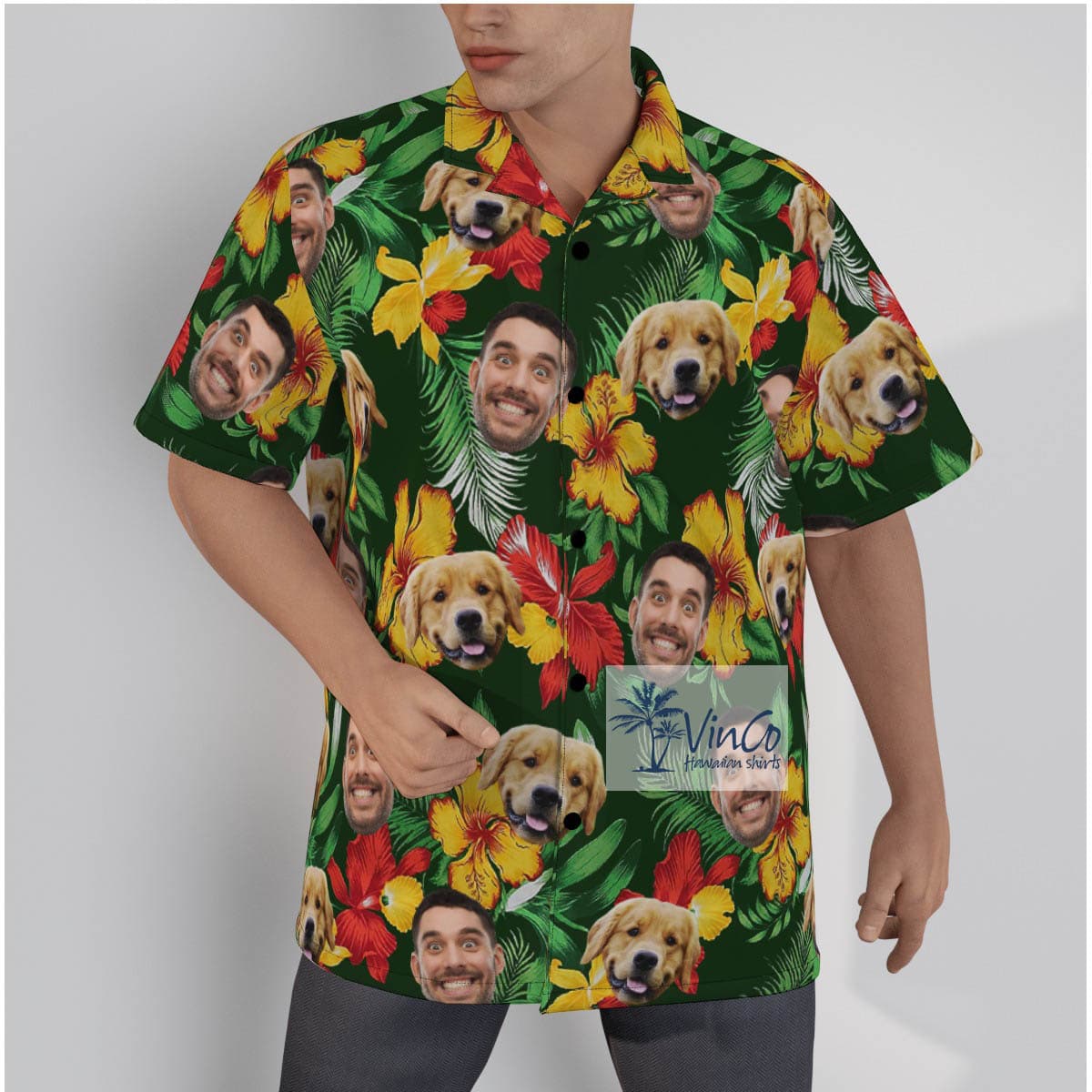 Custom Hawaiian Shirt With Face Dog And Owner (2)