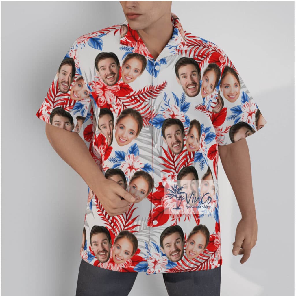 Custom Hibiscus Hawaiian Shirt With Couple Faces
