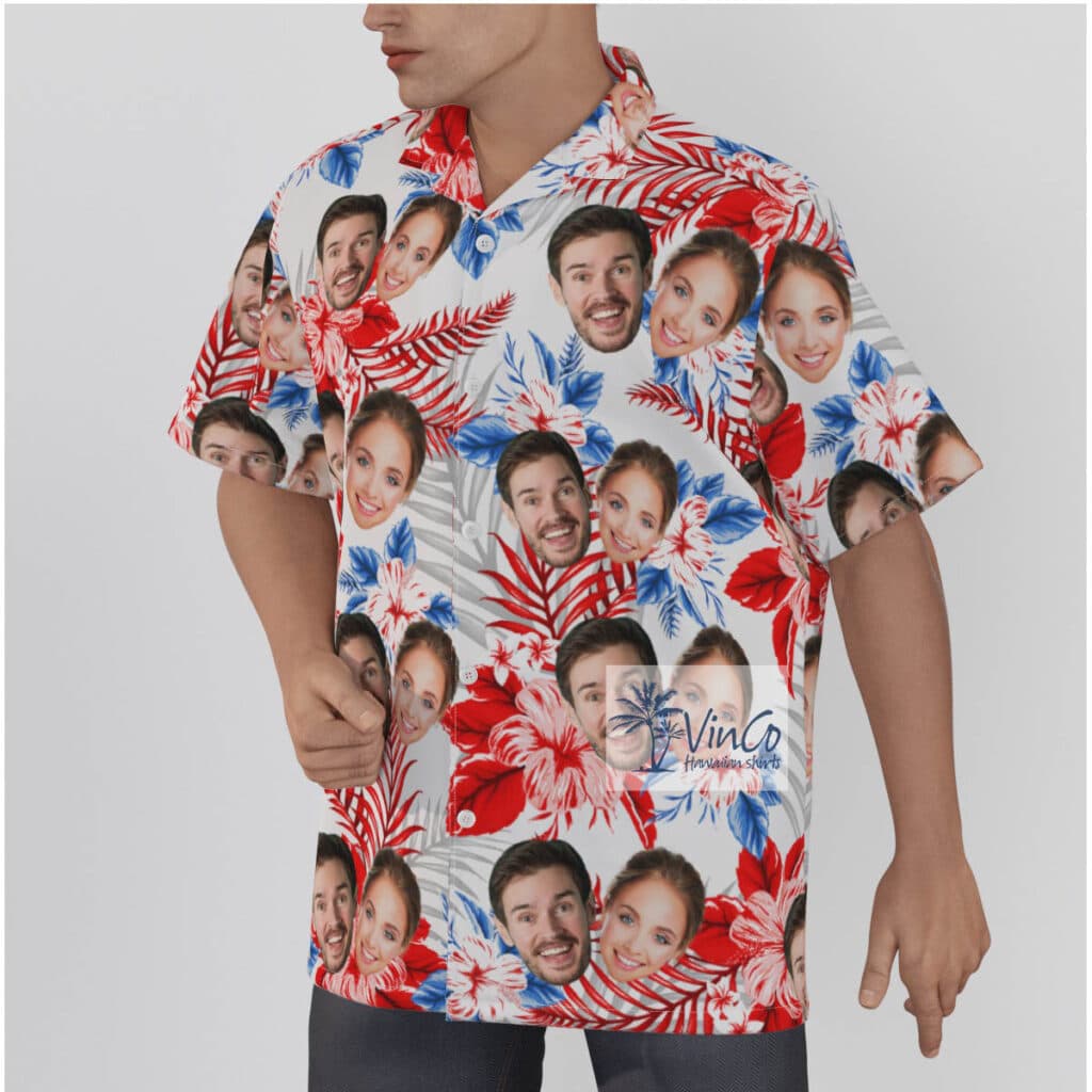 Custom Hibiscus Hawaiian Shirt With Couple Faces