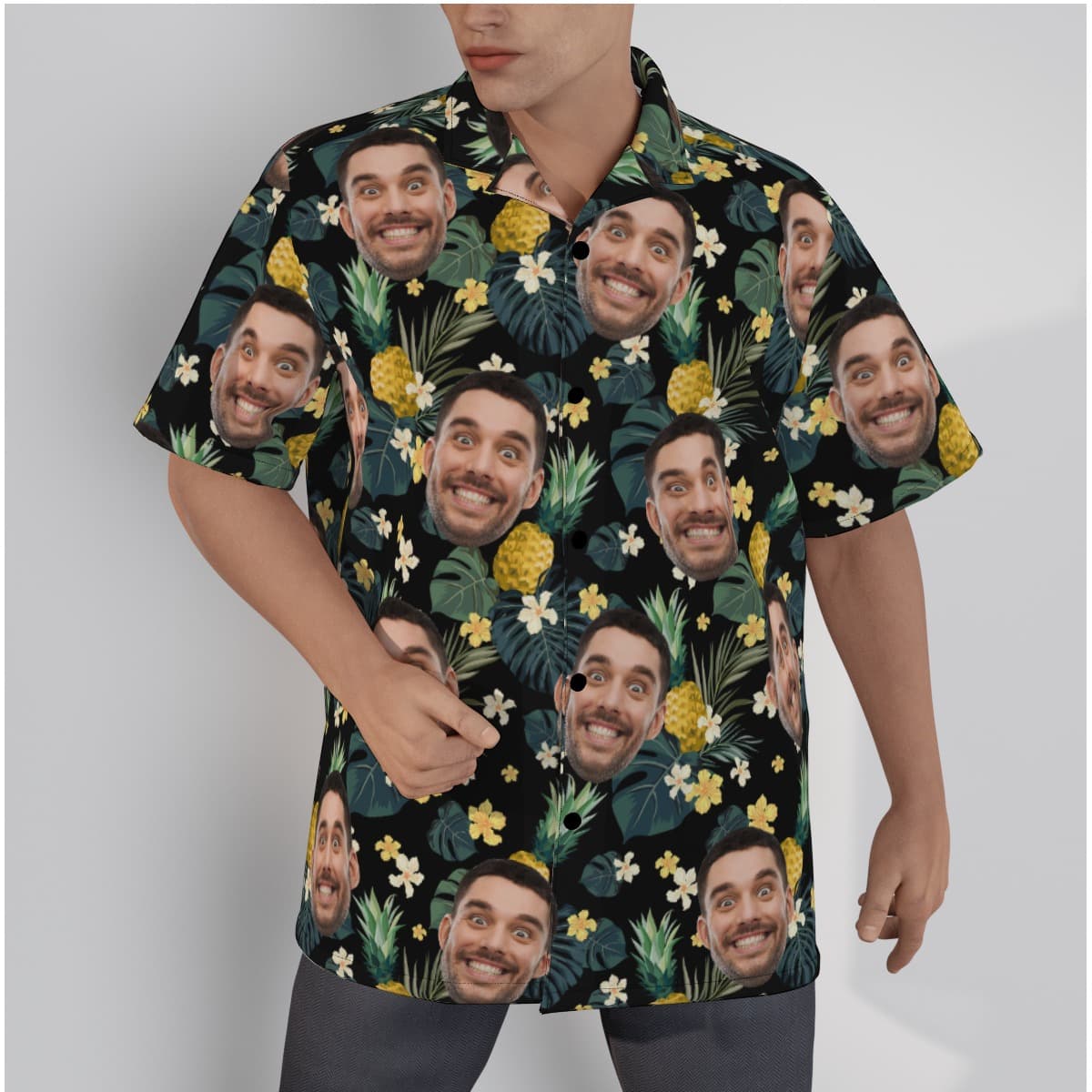 Custom Multiple Face Pineapple Tropical Shirt For Men (1)