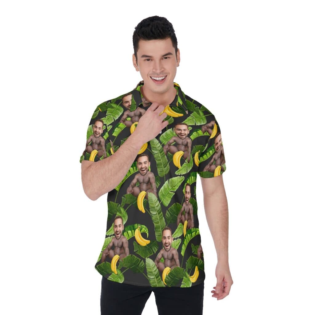 Custom Multiple Faces Barry Wood Tropical Hawaiian Polo Shirt (1)