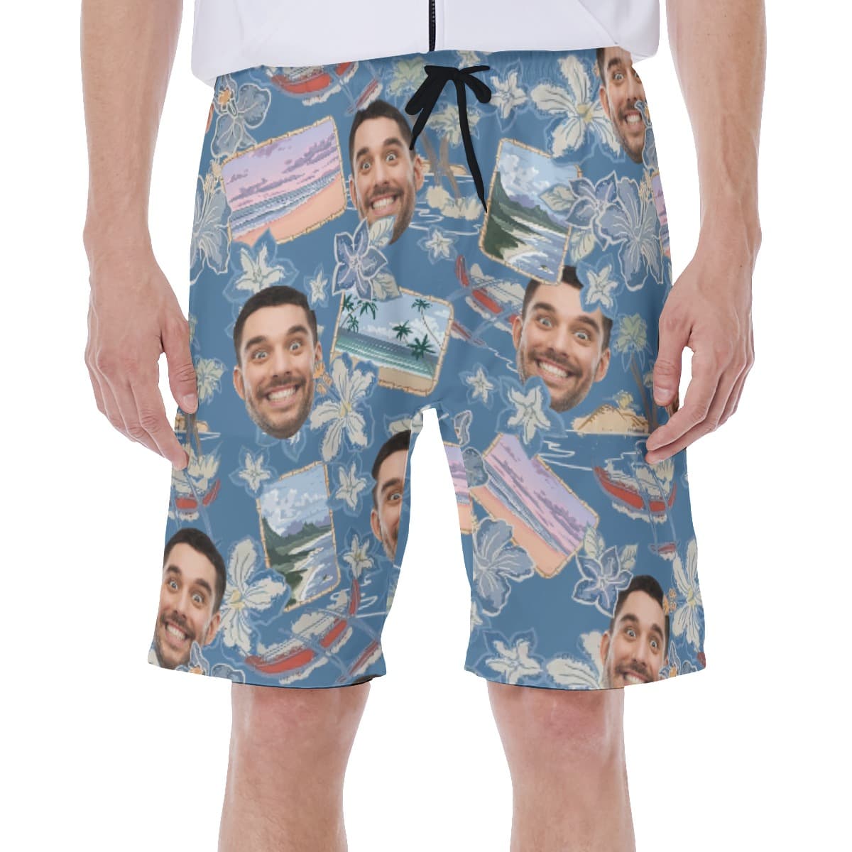 Custom Multiple Faces Hawaiian Swim Trunks For Men