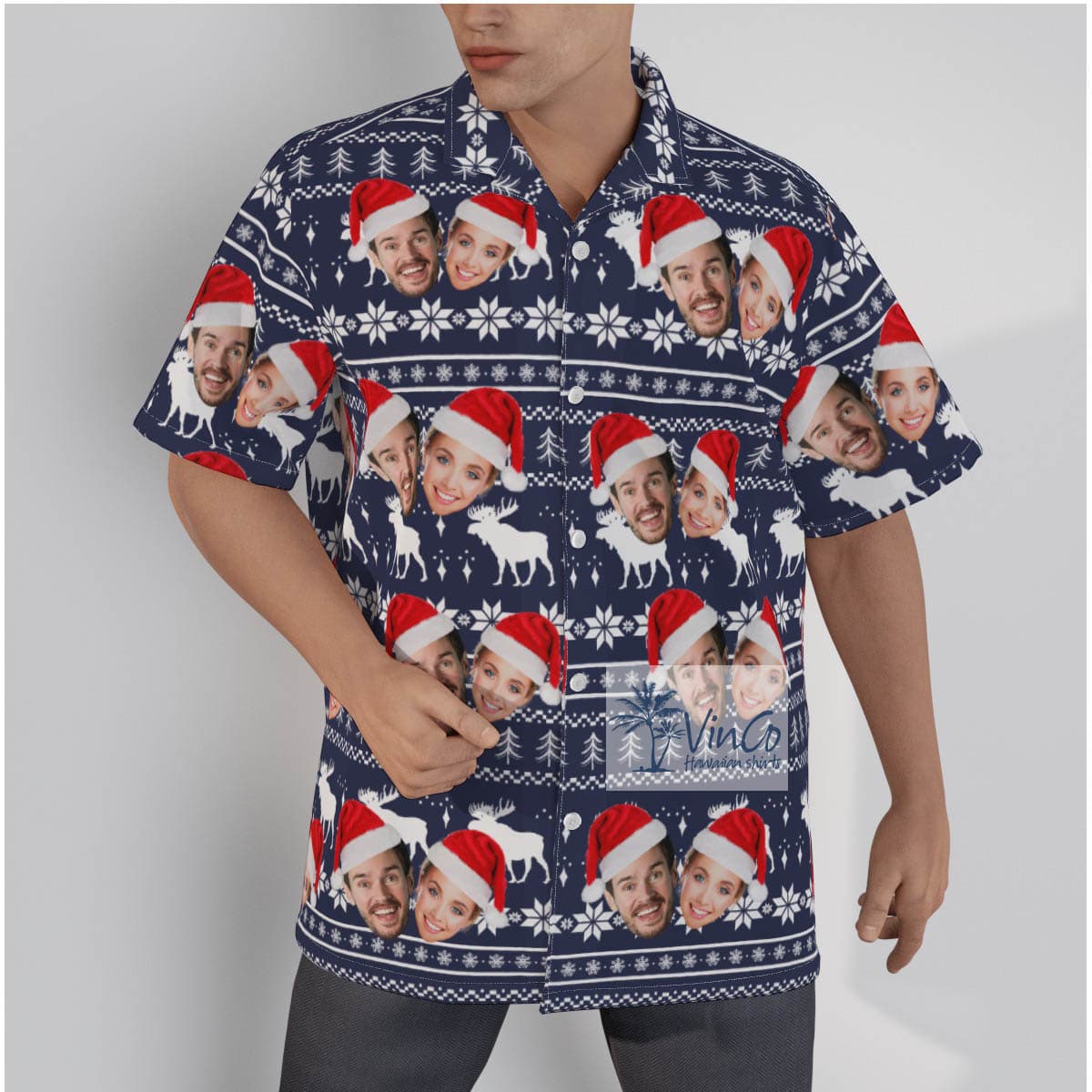 Custom Multiple Faces Ugly Hawaiian Christmas shirt (2)