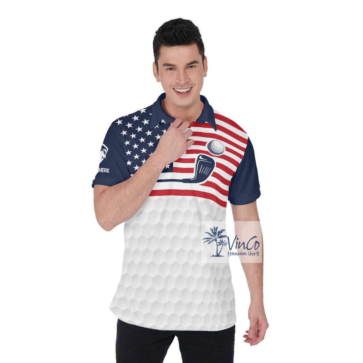 Custom Name American Eagle Golf Shirt For Men