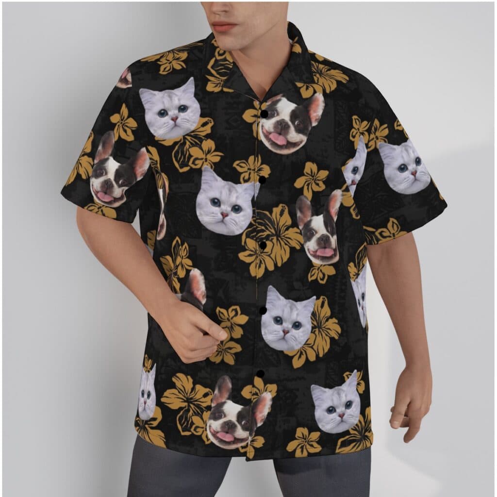 Custom Pet Face Hawaiian Shirt Up To 4 Faces