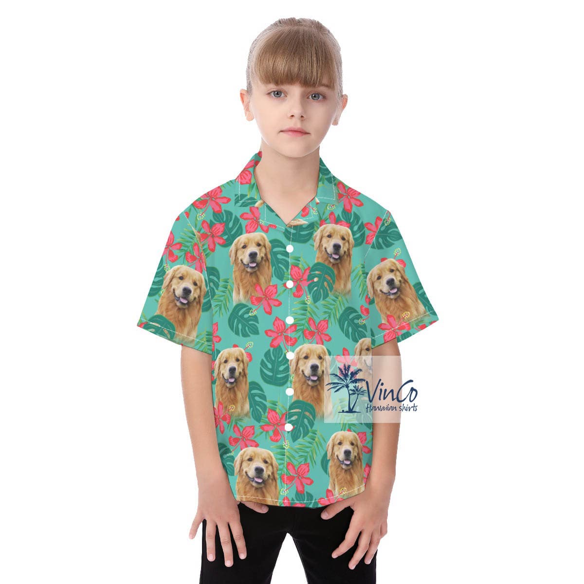 Custom Pet Faces Aloha Shirt For Kids (2)