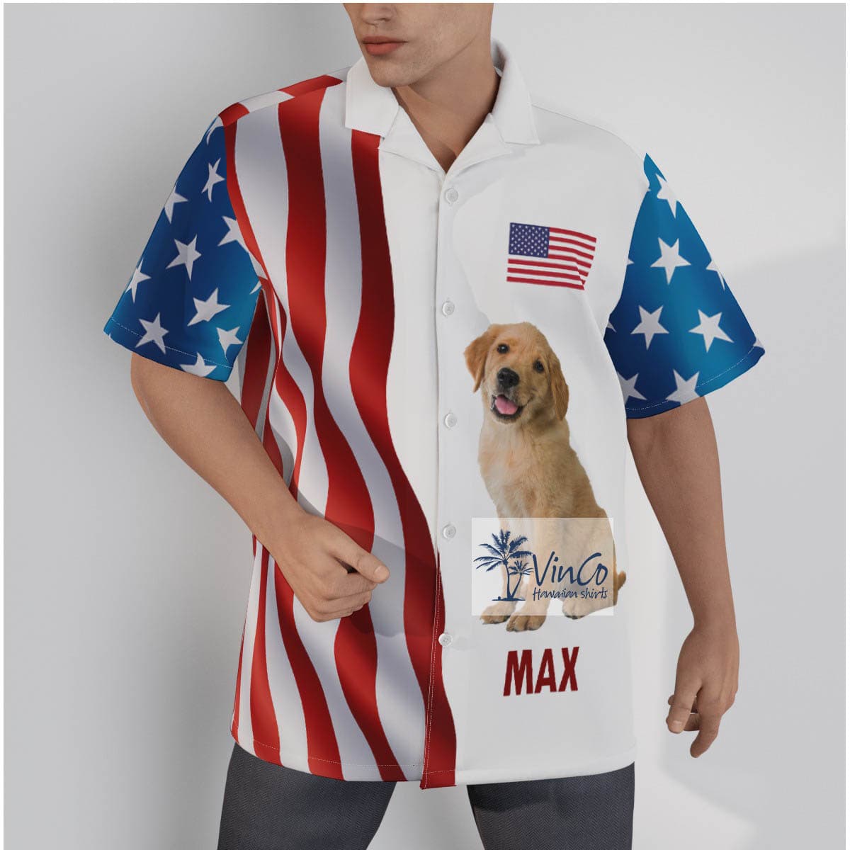 Custom Pet Hawaiian Shirt American Flag Pattern (2)
