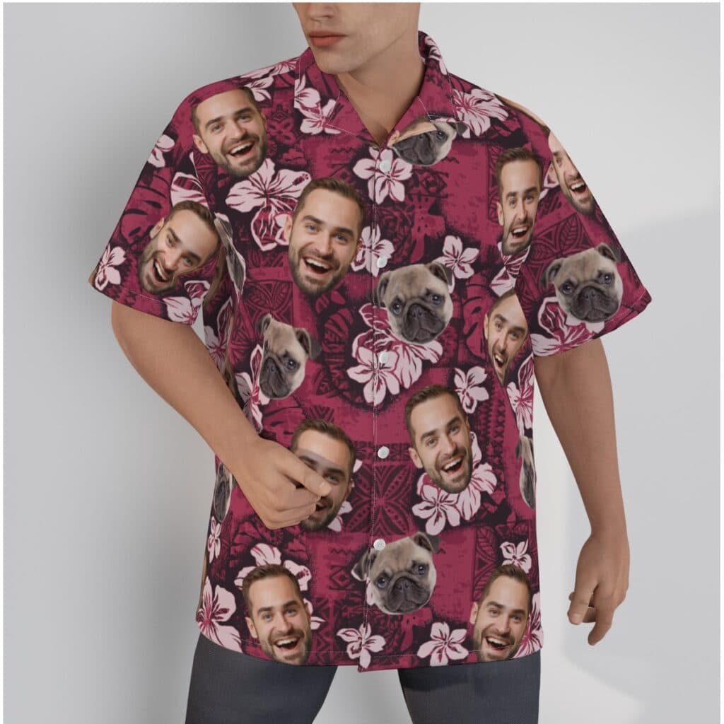 Custom Pink Hawaiian Shirt With Multiple Faces (1)
