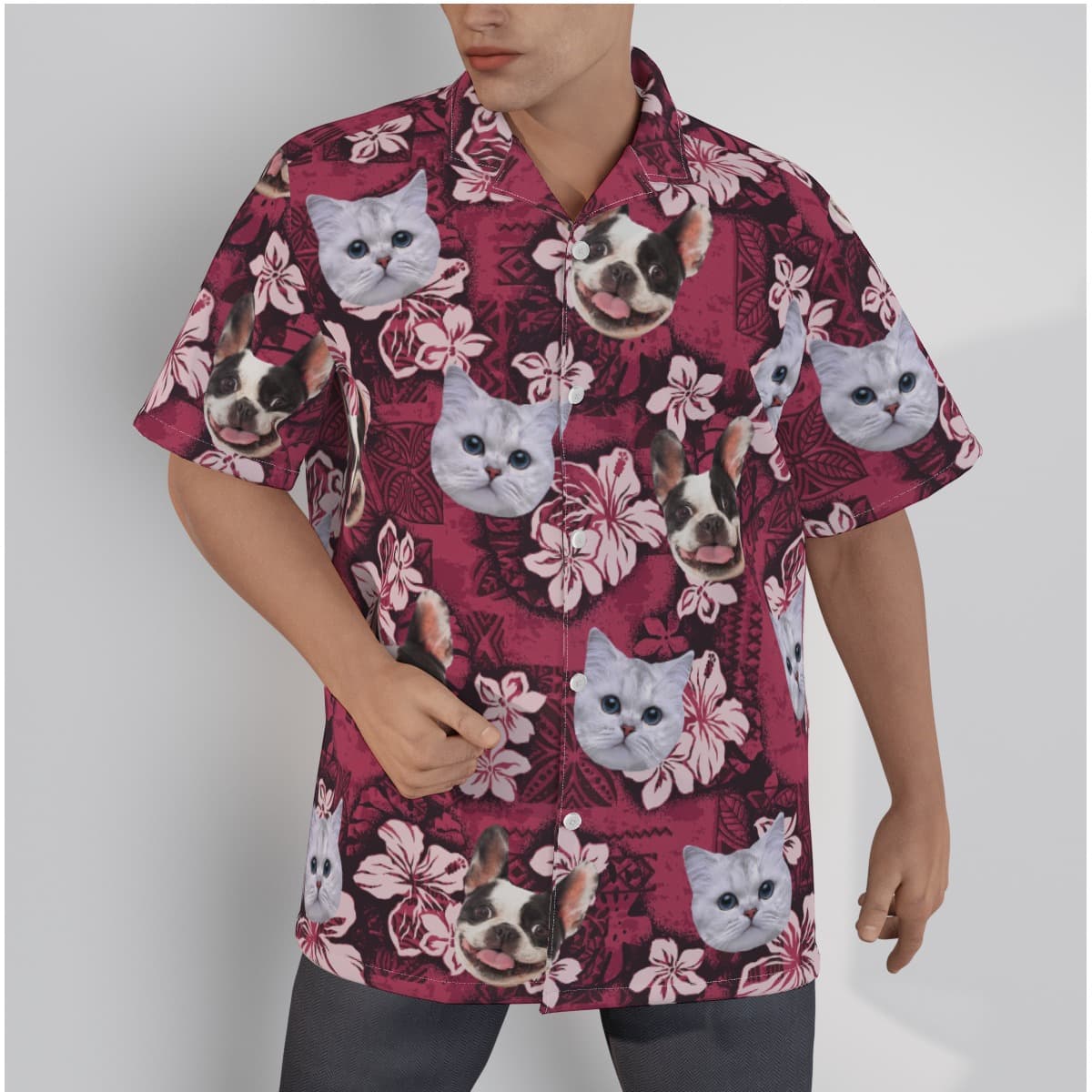 Custom Pink Hawaiian Shirt With Pet Face