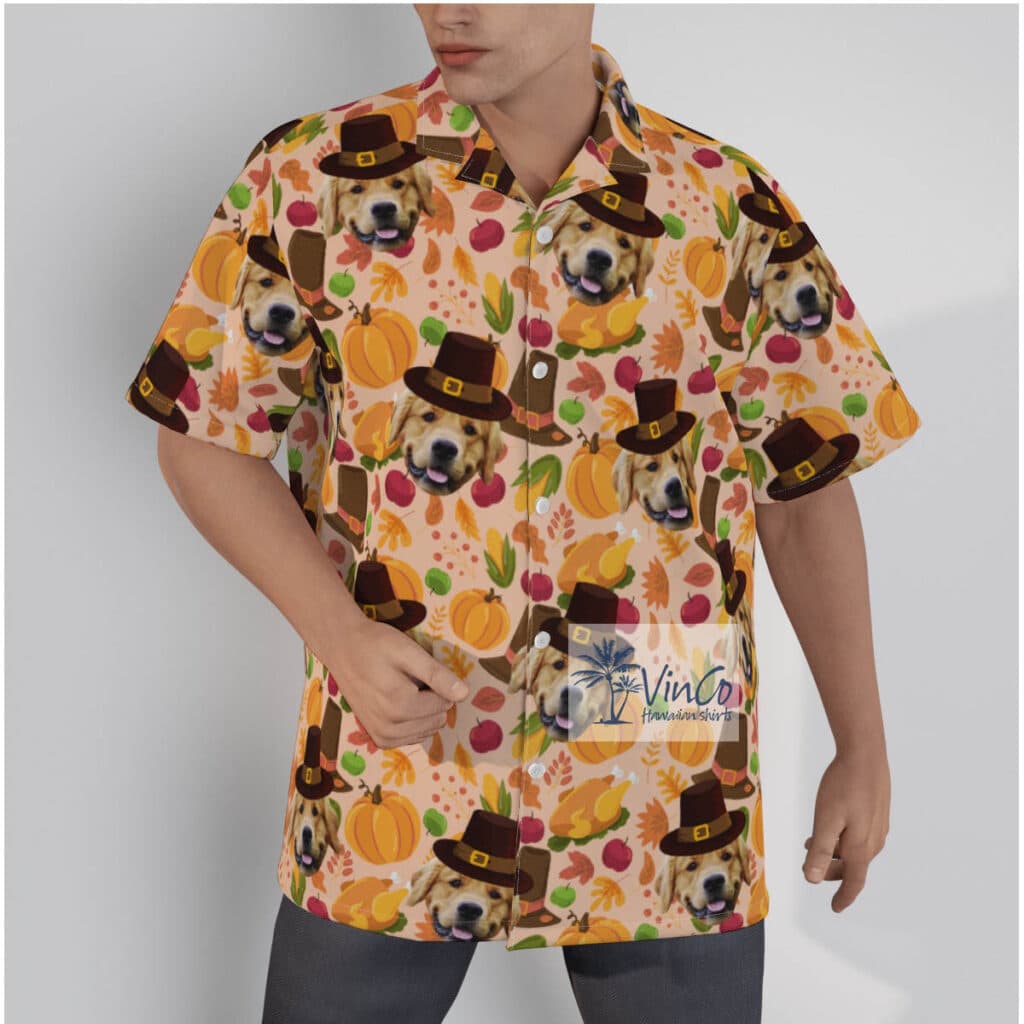 Custom Thanksgiving Hawaiian Shirt With Dog Face