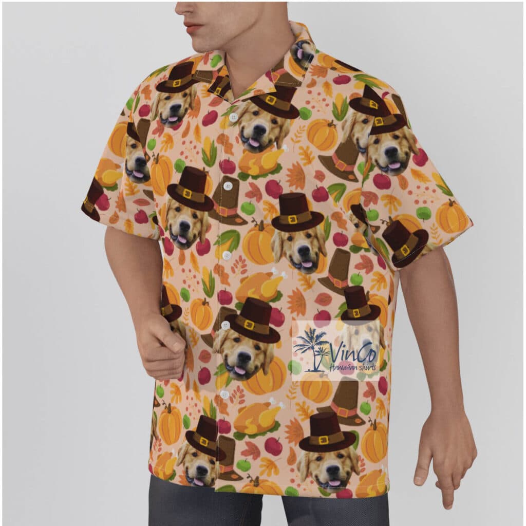Custom Thanksgiving Hawaiian Shirt With Dog Face