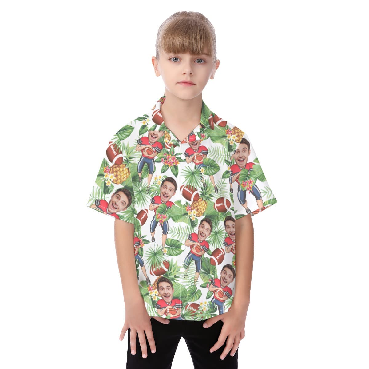 Custom Your Face Football Hawaiian Shirts For Kids (1)