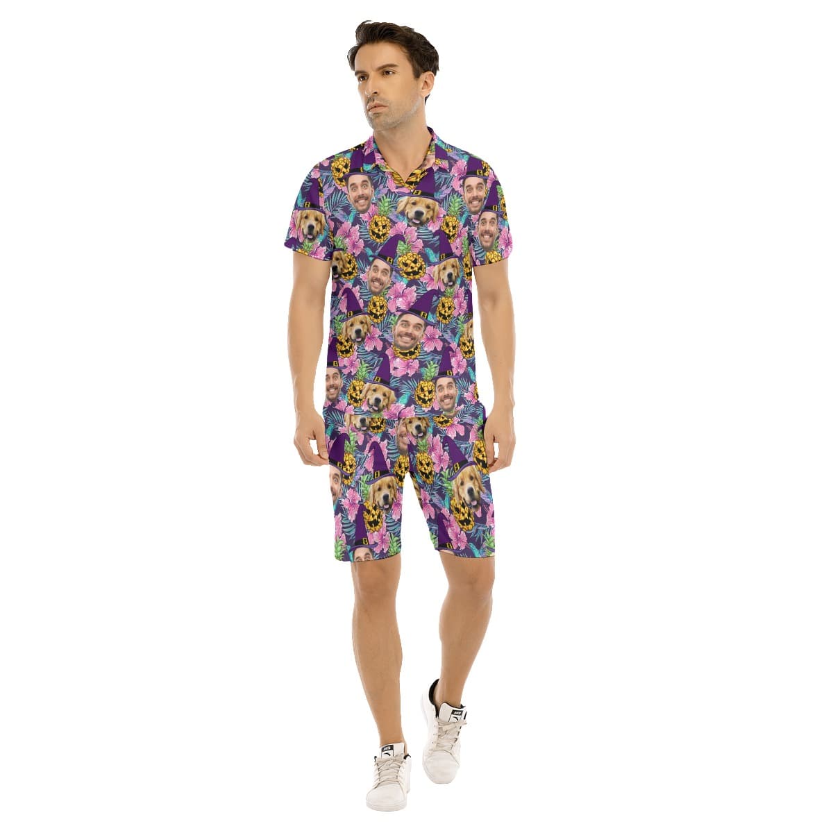 Custom Your Face Halloween Witches Hawaiian Shirt Set For Men (1)