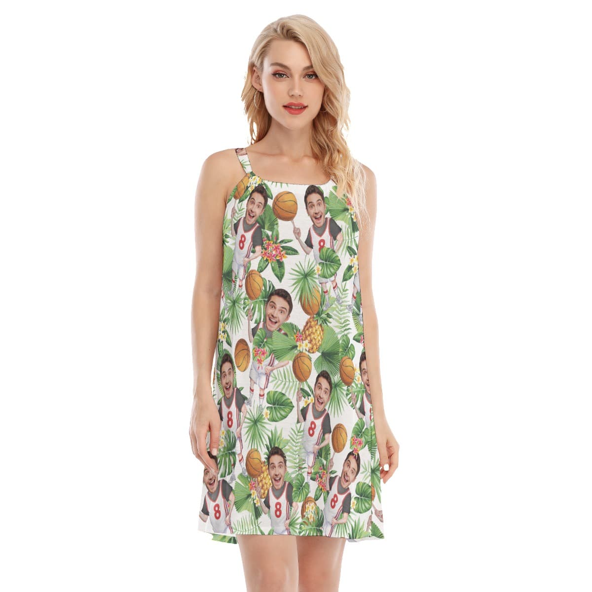 Custom Your Face Playing Basketball Hawaiian Dress For Summer (1)