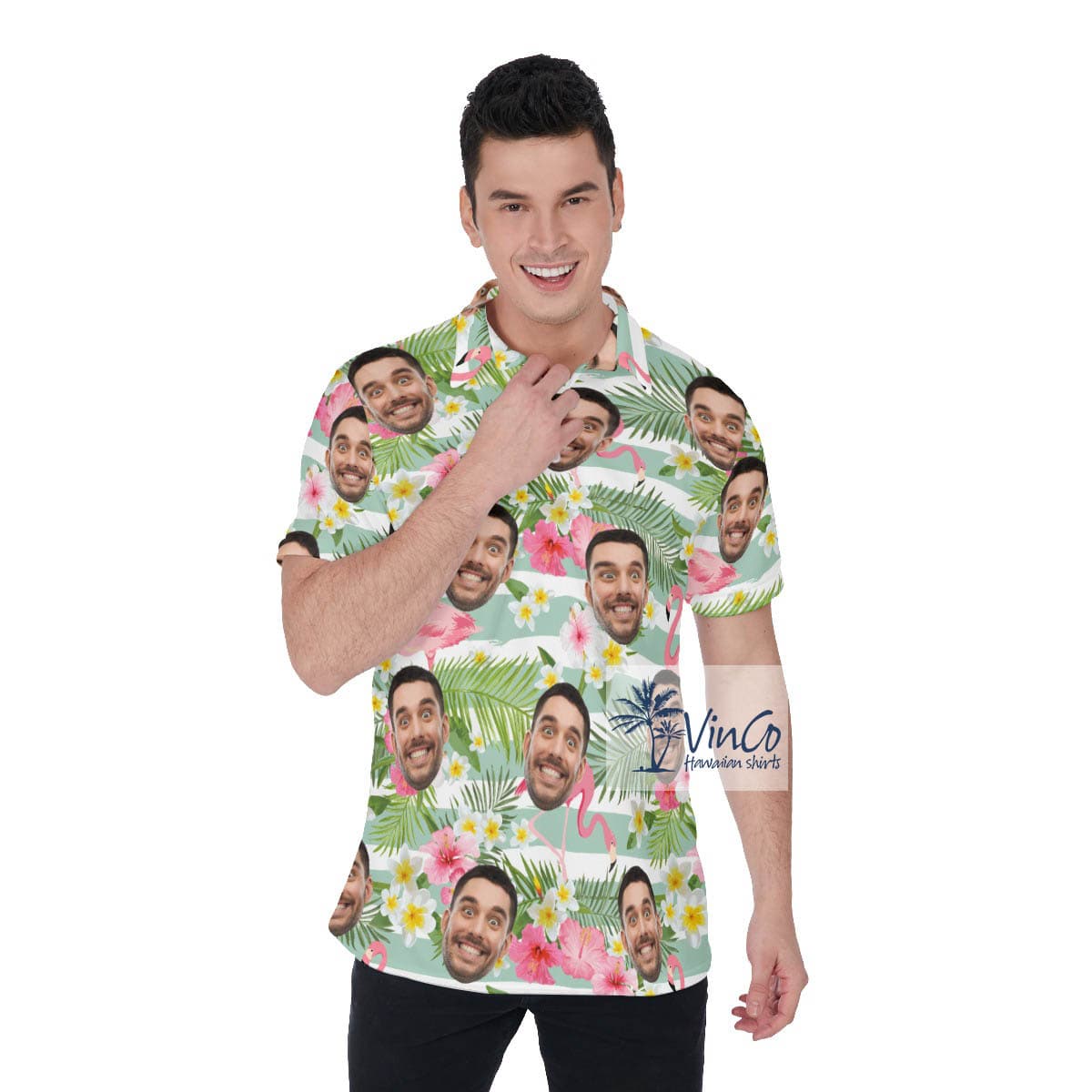 Custom Your Faces Aloha Golf Shirt For Men (3)