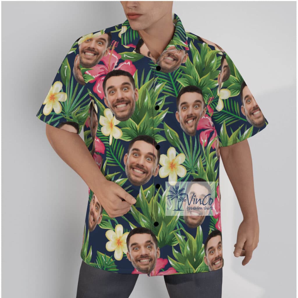 Customize Tropical Hibiscus Hawaiian Shirt With Face