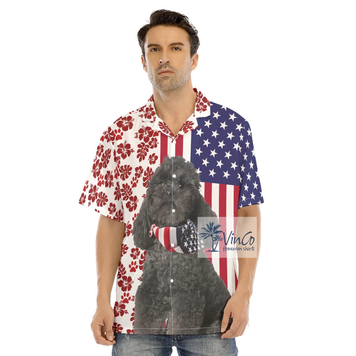 Cute Poodles Patriotic American Hawaiian Shirt For Men (4)
