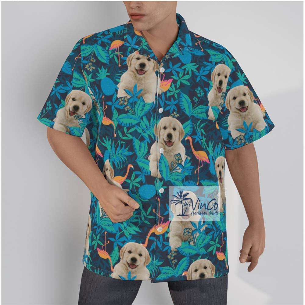 Flamingo Custom Dog Face Hawaiian Shirt For Men