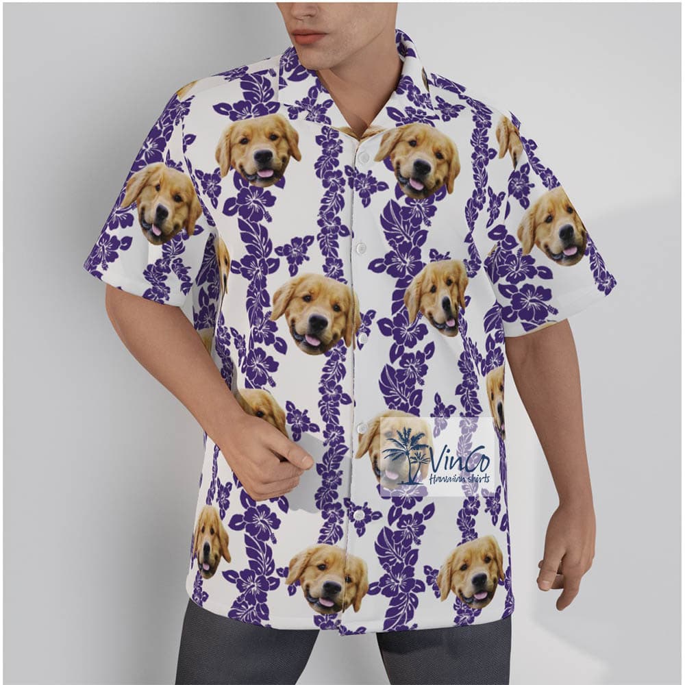 Floral Custom Dog Face Hawaiian Shirt For Men (3)