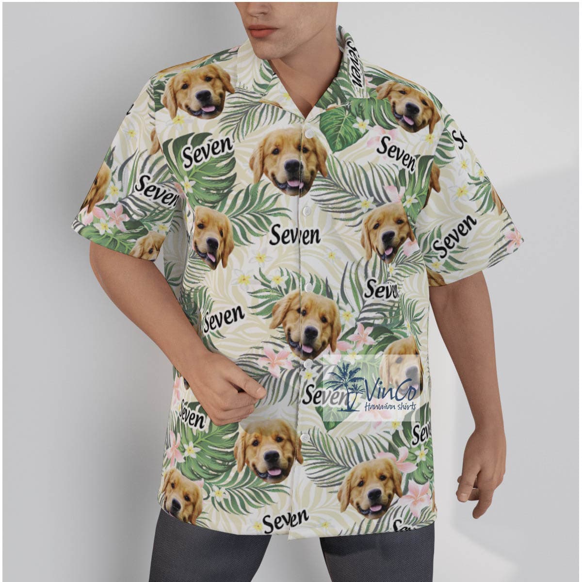 Floral Custom Dog Face With Name Hawaiian Shirt