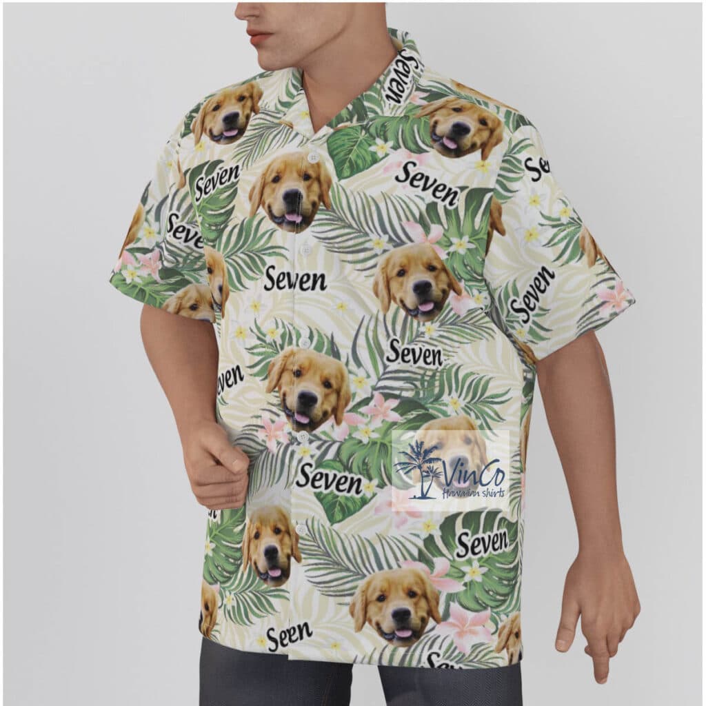 Floral Custom Dog Face With Name Hawaiian Shirt