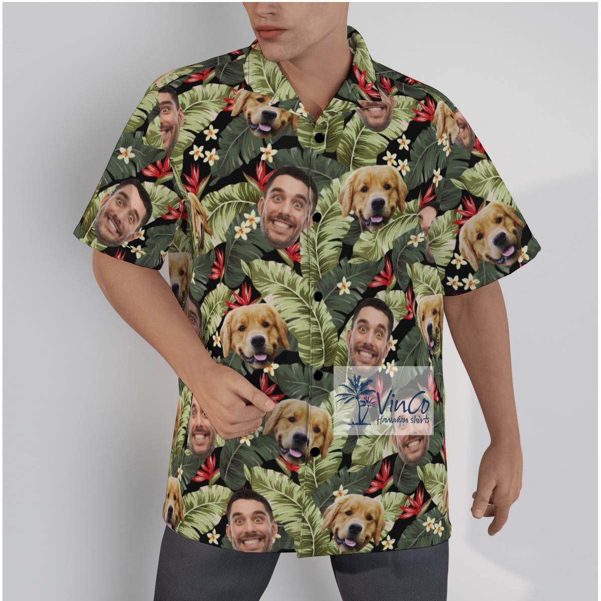 Floral Custom Your Face Button Up Shirt For Summer (2)
