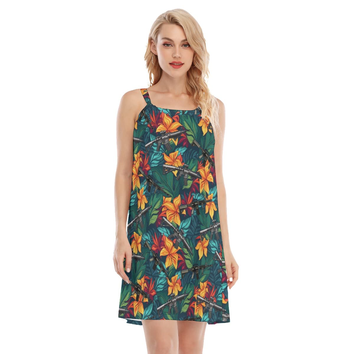 Floral Gun Aloha Cami Dress For Women (1)