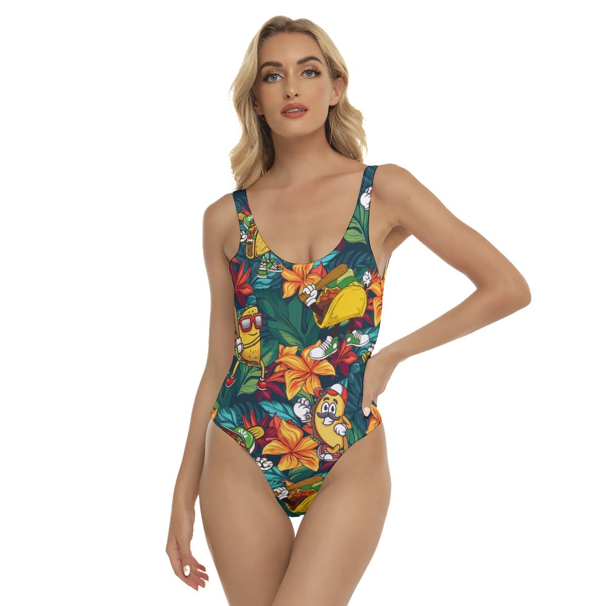 Floral Taco Baseball Hawaiian Swimsuit For Summer