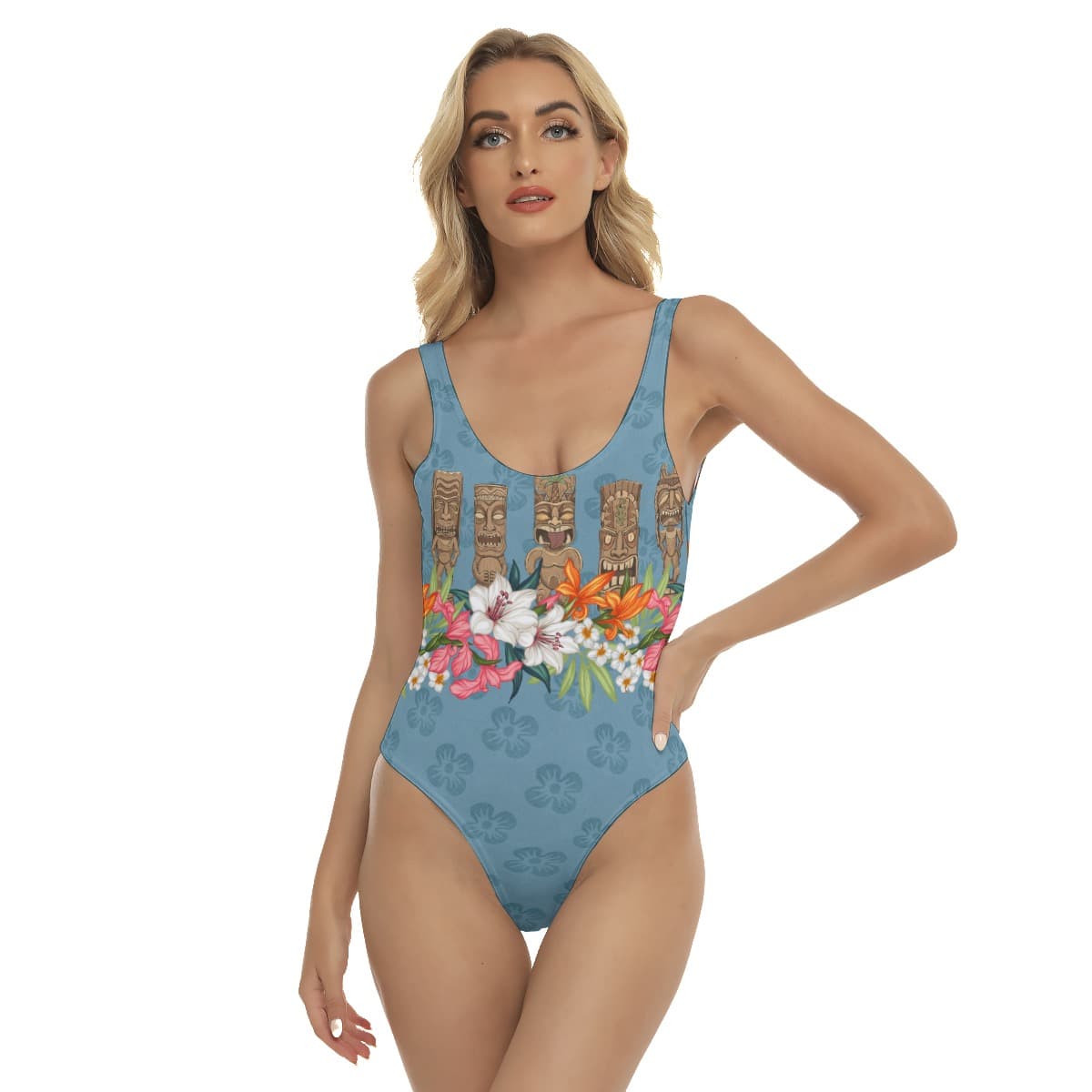 Floral Tiki Vintage Hawaiian Swimsuit For Women (1)