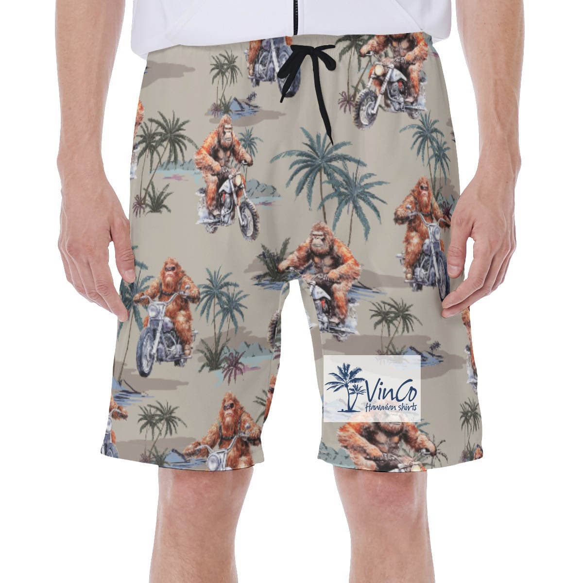 Funny Bigfoot Motorcycle Tropical Hawaiian Swim Trunks