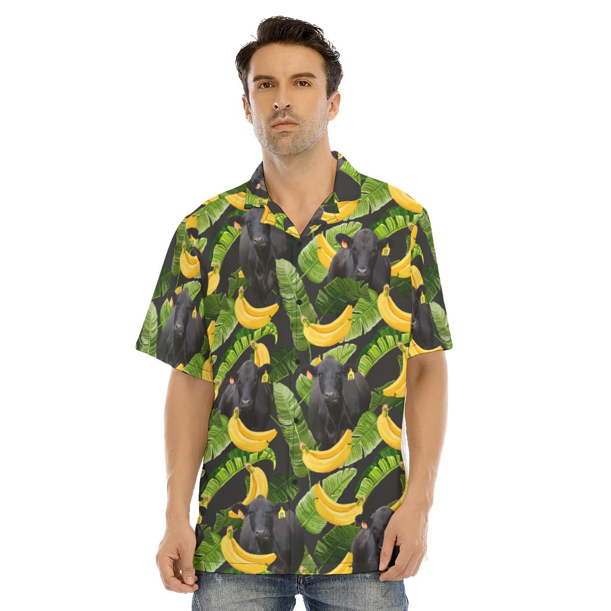 Funny Black Angus Cow Banana Hawaiian Shirt