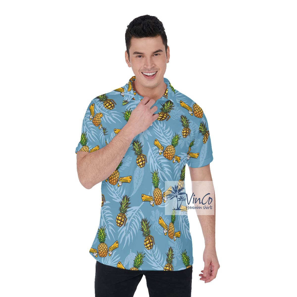 Funny Bomb Pineapple Aloha Golf Shirt