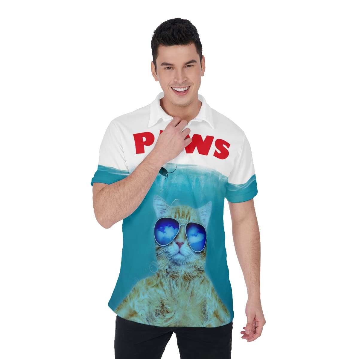 Funny Cat Paws Hawaiian Polo Shirt