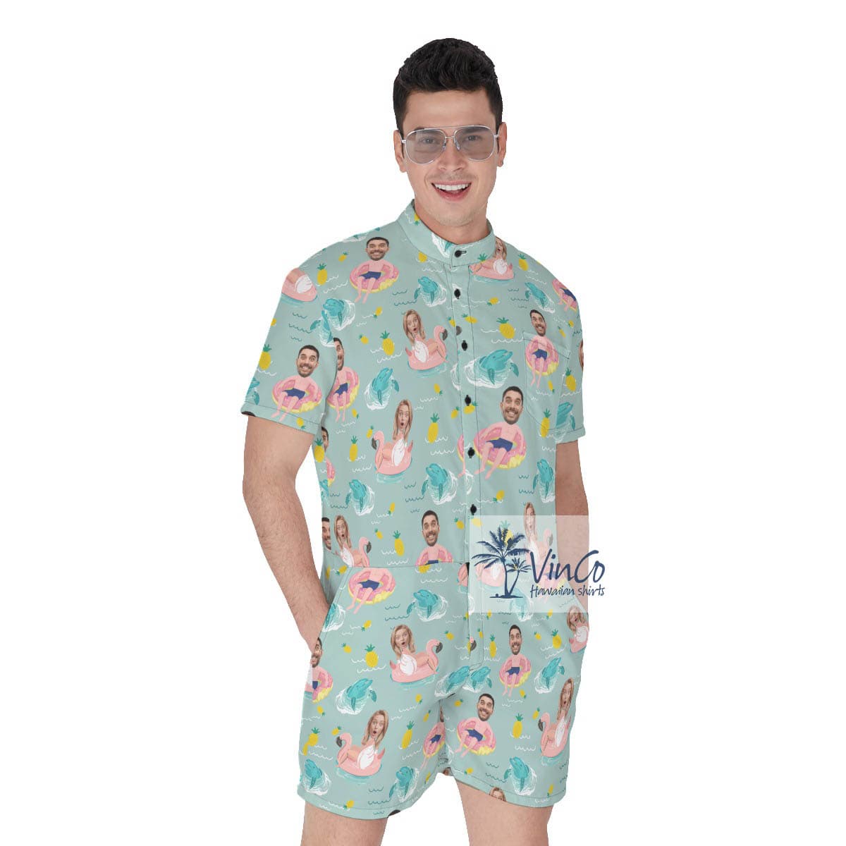 Funny Custom 2 Faces Couple Swimming Romper For Men (2)