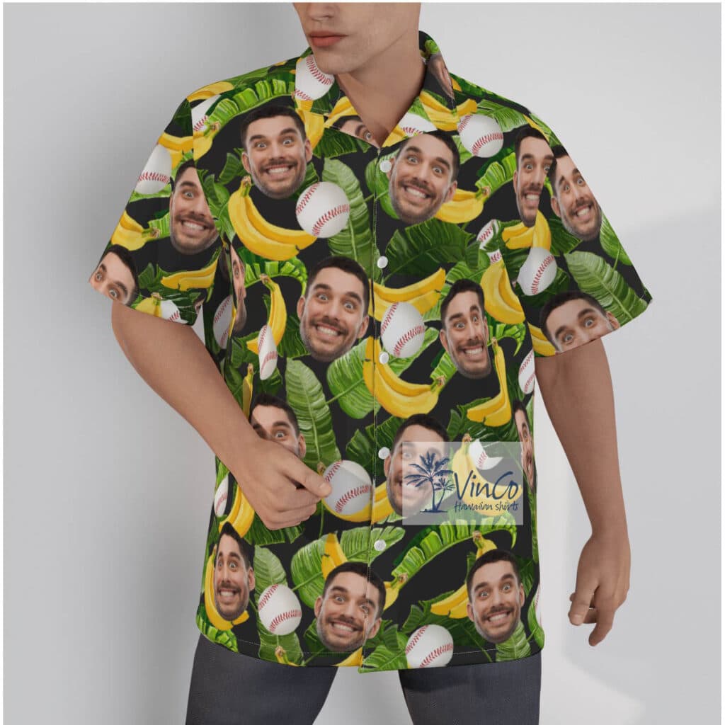 Funny Custom Baseball Tropical Hawaiian Shirt With Face