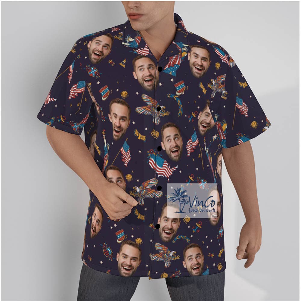 Funny Custom Face American Patriotic Men’s Hawaiian Shirt (2)