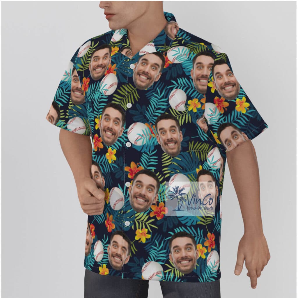 Funny Custom Face Baseball Tropical Hawaiian Shirt