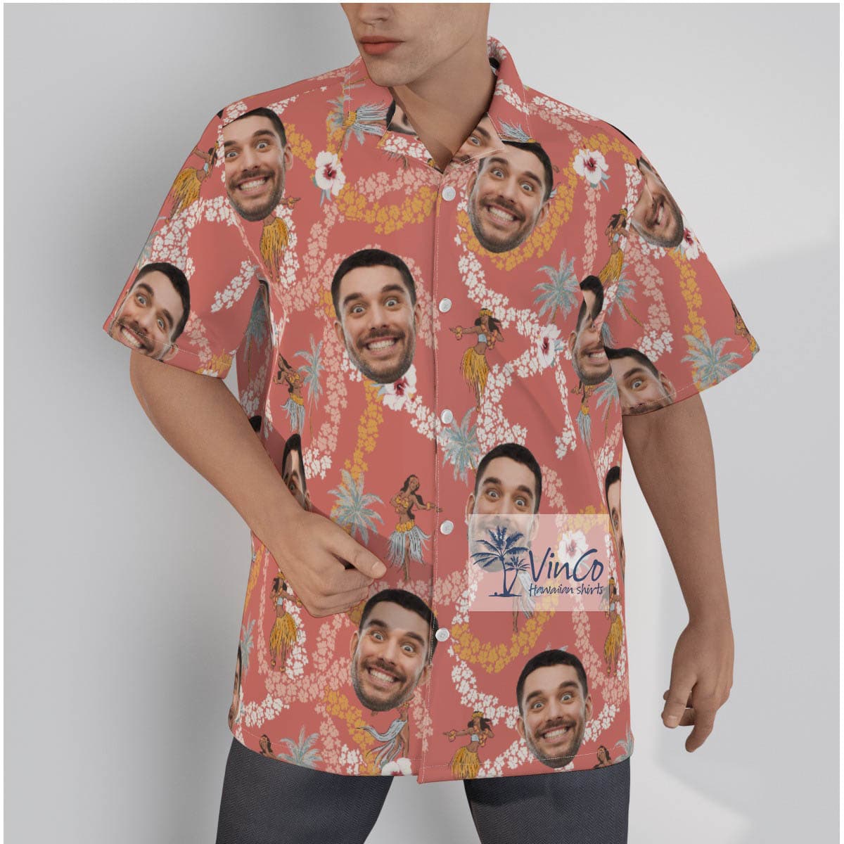 Funny Custom Face Hula Girl Vintage Hawaiian Shirt