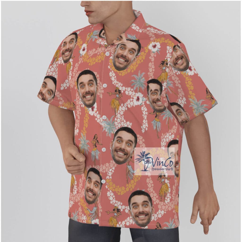 Funny Custom Face Hula Girl Vintage Hawaiian Shirt