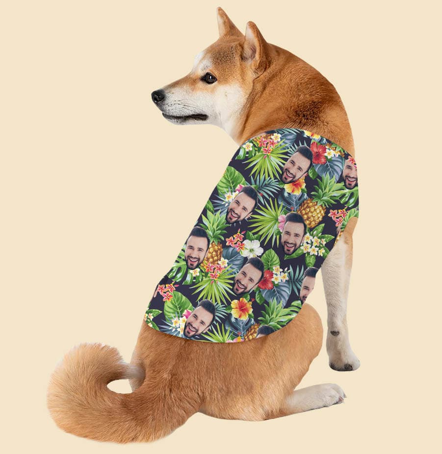 Funny Custom Face Pineapple Tropical Dog's Hawaiian Tank Top