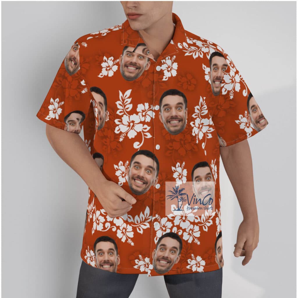Funny Custom Face Vintage Hibiscus Hawaiian Shirt
