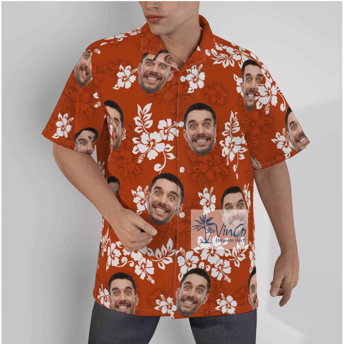 Funny Custom Face Vintage Hibiscus Hawaiian Shirt