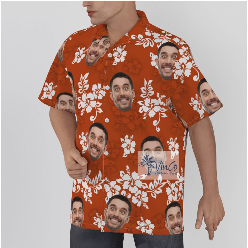 Funny Custom Face Vintage Hibiscus Hawaiian Shirt
