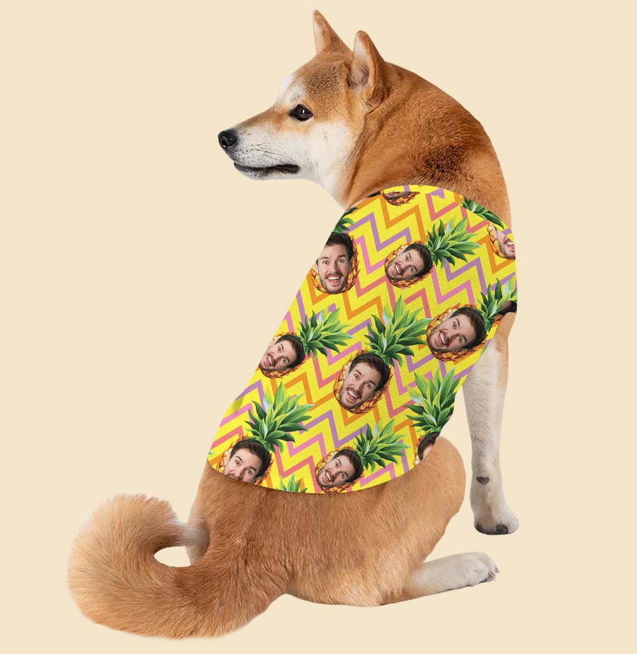 Funny Custom Face With Pineapple Yellow Hawaiian Shirt For Pet